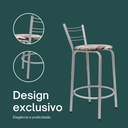 Ver imagem 4 de Kit 3 Banquetas para Balcão Flórida Prata 60cm Cozinha Gourmet Bistrô Bancada Piscina Área de Lazer