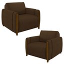 Ver imagem 1 de Kit 2 Poltronas Decorativas para Sala de Estar 98cm Amaranto M22 Veludo Marrom - Mpozenato