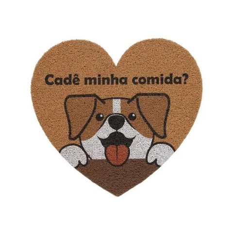 Capacho Vinil Pet Dog Heart Cadê Minha Comida 55cm X 60cm Comprimento 60 Cm Cor Marrom Desenho do Te