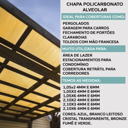 Chapa de Policarbonato Alveolar 1,05x4,00 4 Milímetros Azul - 3