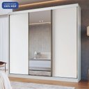 Ver imagem 1 de Guarda-Roupa 3 Portas de Correr 4 Gavetas com 1 Espelho 100% MDF Imperial New Branco