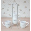 Ver imagem 3 de Kit Jogo 4 Xicaras Café Hotel 80ml Empilháveis com Suporte - Poá Preto