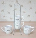 Ver imagem 3 de Kit Jogo 4 Xicaras Café Hotel 80ml Empilháveis com Suporte - Poá Preto