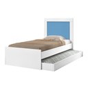 Ver imagem 4 de Bicama Solteiro Luara Bibox com Cama Auxiliar e Colchões D23 Branco Azul em Mdf Mdp