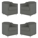 Ver imagem 1 de Kit 4 Poltronas Decorativas Clinica Sala Recepção Tecido Suede Cor:Cinza