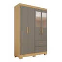 Ver imagem 1 de Guarda Roupa Casal Catar Premium 4 Portas de Bater 2 Gavetas MDP Carvalho-Grafite 180cm