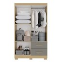 Ver imagem 2 de Guarda Roupa Casal Catar Premium 4 Portas de Bater 2 Gavetas MDP Carvalho-Grafite 180cm