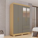Ver imagem 3 de Guarda Roupa Casal Catar Premium 4 Portas de Bater 2 Gavetas MDP Carvalho-Grafite 180cm