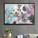 Ver imagem 1 de Quadro Decorativo Filhotes Cachorro Cachecol De Croche-34x49Cm