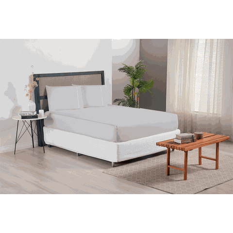 Jogo de Lençol Casal Queen Size Versatile Ponto Palito Simples 3 Peças Micropercal 300 Fios:cinza