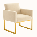 Ver imagem 4 de Kit 2 Poltronas Reforçada Recepção Base Metálico Dourado Bege