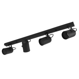 Trilho 4 Spots Direcionáveis Luminária Teto Preto Sala - 1