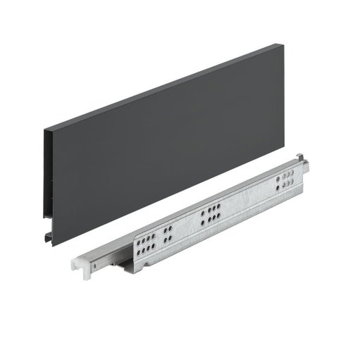 Gaveta Metálica Média (30kg) 128x500mm Invisa Slim Soft Close Antracito Hafele 01 Conjunto