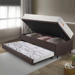 Bicama Box Baú Courino Linho 88x188 com Colchão Ecoline D33 Ecoflex - 3