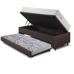 Bicama Box Baú Courino Linho 88x188 com Colchão Ecoline D33 Ecoflex - 6