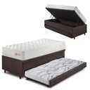 Ver imagem 1 de Bicama Box Baú Courino Linho 88x188 com Colchão Ecoline D33 Ecoflex