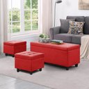 Ver imagem 1 de Kit Recamier Madri 1,20m + 2 Puff Suede Vermelho - Inova Decor Inova Decorações Kit Madri