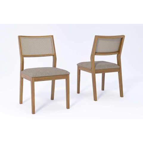 Cadeira Sala de Jantar Oiti Kit 2 Un Carvalho/linho Bege/tela Off White - Cimol