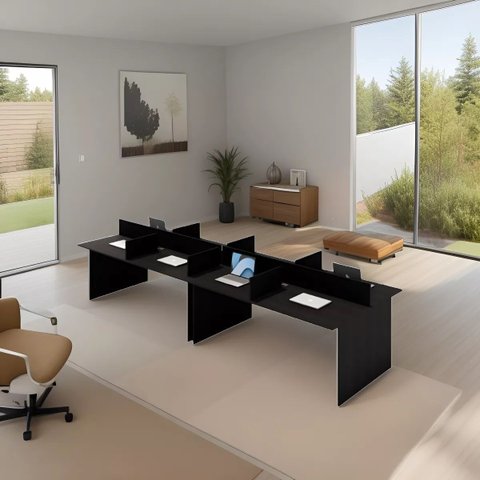 Taforma 8 Lugares 3.60 X 1,20 - Preta - + Passa Fio  Atacadão Moveis Escritório
