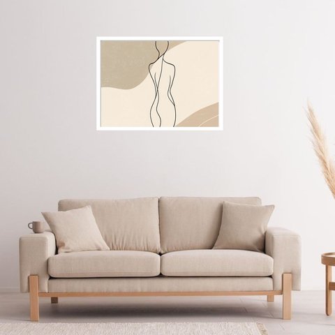Quadro Decorativo Mulher Silhueta Abstrato - 50x70cm:moldura Branca