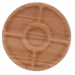 Petisqueira de Bambu 5 Divisórias 25cm Lyor Round Aperitivos Tábua Redonda Servir Petiscos - 4