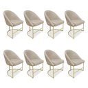 Ver imagem 1 de Kit 08 Cadeiras Poltrona de Jantar Bela Suede Bege Base Metálica Industrial Dourado - Pallazio