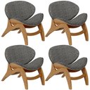 Ver imagem 1 de Kit 4 Poltronas Decorativa Orgânica Sala Living Kadosh L02 Linho Mescla Chumbo - Lyam Decor