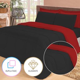 Jogo de Cama Casal com Edredom Lençol Fronha Função Cobre Leito e Cobertor - 2