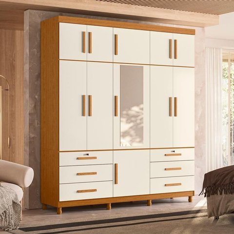 Guarda Roupa Triton Plus 11 Portas Cinamomo/off White - Abz