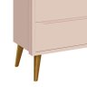 Cômoda Infantil Theo 6 Gavetas Rosa Fosco com Pés Amadeirado - Reller Móveis - 4