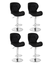 Ver imagem 1 de Kit com 4 Banquetas Giratórias Altas Estofadas Slim Pretas com Base Cromada e Regulagem de Altura –