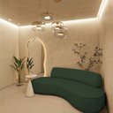 Ver imagem 2 de Sofá Curvo 2 Lugares Orgânico Escritório Recepção Sala Amsterdã 130cm Linho - Doce Sonho Móveis