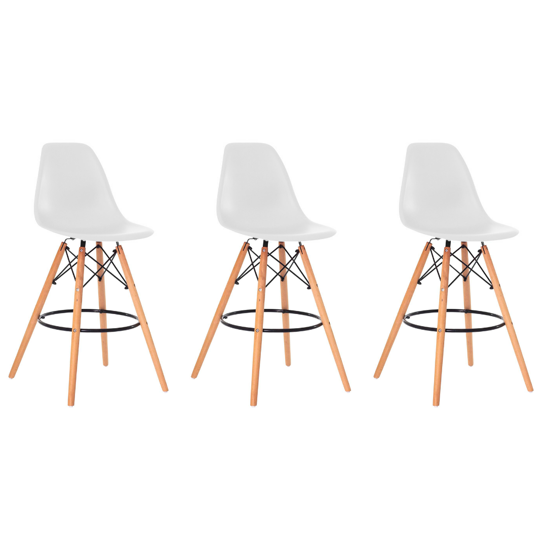 Ver imagem 1 de Kit 3 Banquetas Design Eiffel Eames Branca