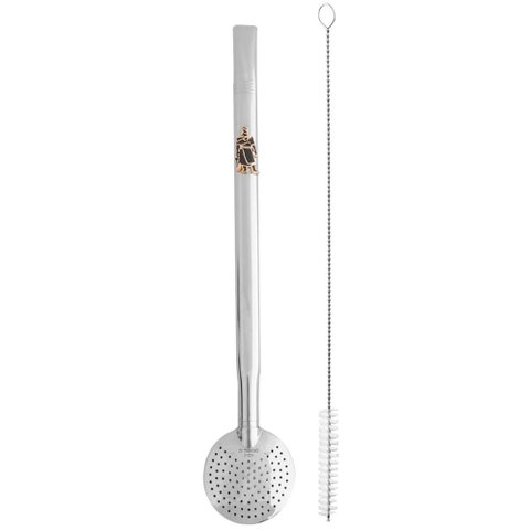 Bomba de Chimarrão Tereré Aço Inox 23cm com Rosca Pingente Laçador