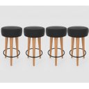 Ver imagem 1 de Kit 4 Banqueta Alta Cozinha 70cm Estofada Preto Madeira Maciça Urban