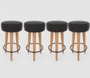 Ver imagem 1 de Kit 4 Banqueta Alta Cozinha 70cm Estofada Preto Madeira Maciça Urban