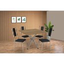 Ver imagem 1 de Conjunto: Mesa Sala Jantar Volga C/ Tampo de Madeira 90cm e 4 Cadeiras Lisboa Niquel/nogueira -
