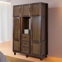 Ver imagem 1 de Guarda-roupa Solteiro Pará 7 Portas 3 Gavetas 4 Prateleiras com Espelho Imbuia Natural - Rodmóveis