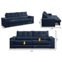 Ver imagem 2 de Sofá Retrátil e Reclinável 2 Lugares 1,50m com Molas Milena Suede Azul Rover & Beato