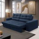 Ver imagem 1 de Sofá Retrátil e Reclinável 2 Lugares 1,50m com Molas Milena Suede Azul Rover & Beato