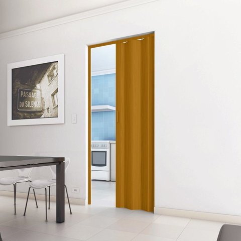 Porta Sanfonada de PVC 210cm x 72cm Plastporta Bcf Marrom/Cerejeira