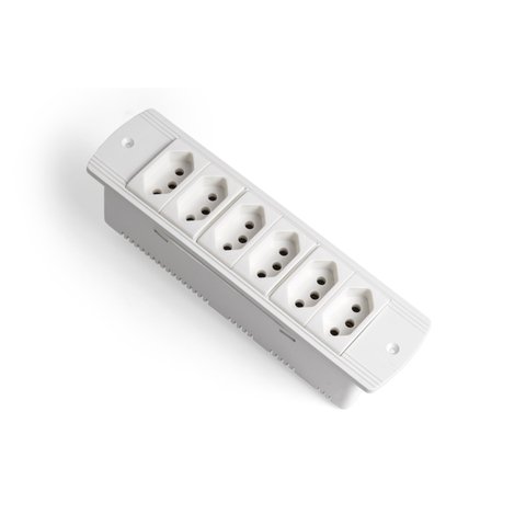 Régua Caixa de Tomada Embutir Mesa 4 Tomadas Flex Branco