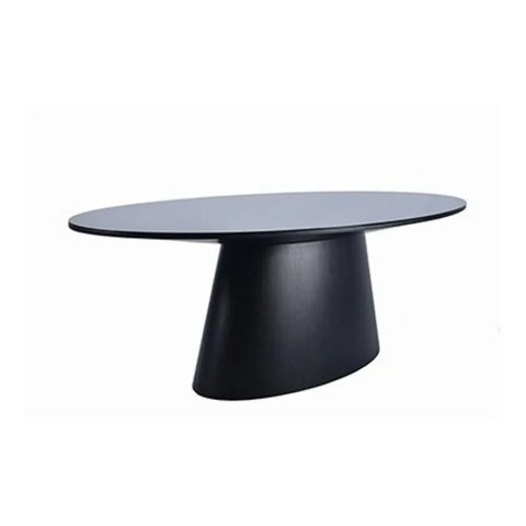 Mesa de Jantar Cone Oval Laqueada Preta Vidro 3mm:180x90