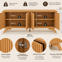 Ver imagem 4 de Balcao Buffet 4 Portas Ripadas em MDF 180cm Carvalho Rose - Dalla Costa