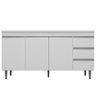 Balcão Gabinete Cozinha Andréia 150cm Com Tampo 3 Portas Branco - Desk Design - 1