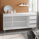 Ver imagem 3 de Balcão Gabinete Cozinha Andréia 150cm Com Tampo 3 Portas Branco - Desk Design