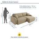 Ver imagem 3 de Sofá Cama Modular Orgânico Retrátil 4 Lugares 230cm Base Madeira Maciça Cancún