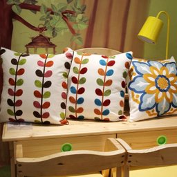 Capa de Almofada em Linho Bordada Luxo Decorativa 43x43 Cm Estampa D - 4