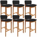 Ver imagem 1 de Kit 06 Banquetas Alta para Cozinha Sala de Jantar Bar Dara L02 Suede Preto - Lyam Decor