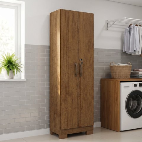 Armário Multiuso 2 Portas com Chave e Pés Versatile Marrom/Cinamomo